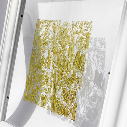 retro cottagecore iris flower nature linocut print flexible plexiglass relief monoprint sage green color floral lino original artwork window nook decor rustic linogravure living room wall art self sister gift idea unique retro grandmother above bed staircase one of a kind mother study room laundry room handprint hallway coworker reading nook home hostess farmhouse kitchen block bedroom sister botanical printmaking farm sister mom mother new apartment godmother wife dining Entryway housewarming