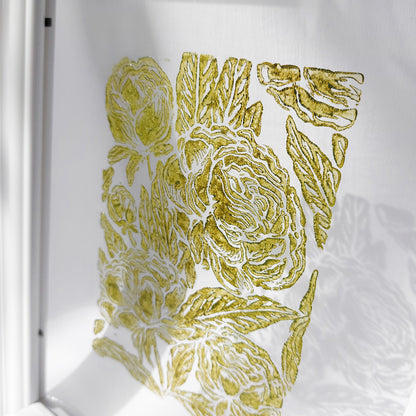 retro cottagecore peony flowers linocut print flexible plexiglass relief monoprint sage green color floral lino print original artwork window nook decor 
study room wall art, entryway, Xmas gift, mother in law gift, mom birthday gift, Modern kitchen art, long distance gift, living room wall art minimalist, Living room wall art, coffee corner, staircase, window nook, girlfriend gift, father gift, newlywed gift, coworker gift, nana gift, dopamine, laundry room decor, kitchen wall art, Housewarming gift