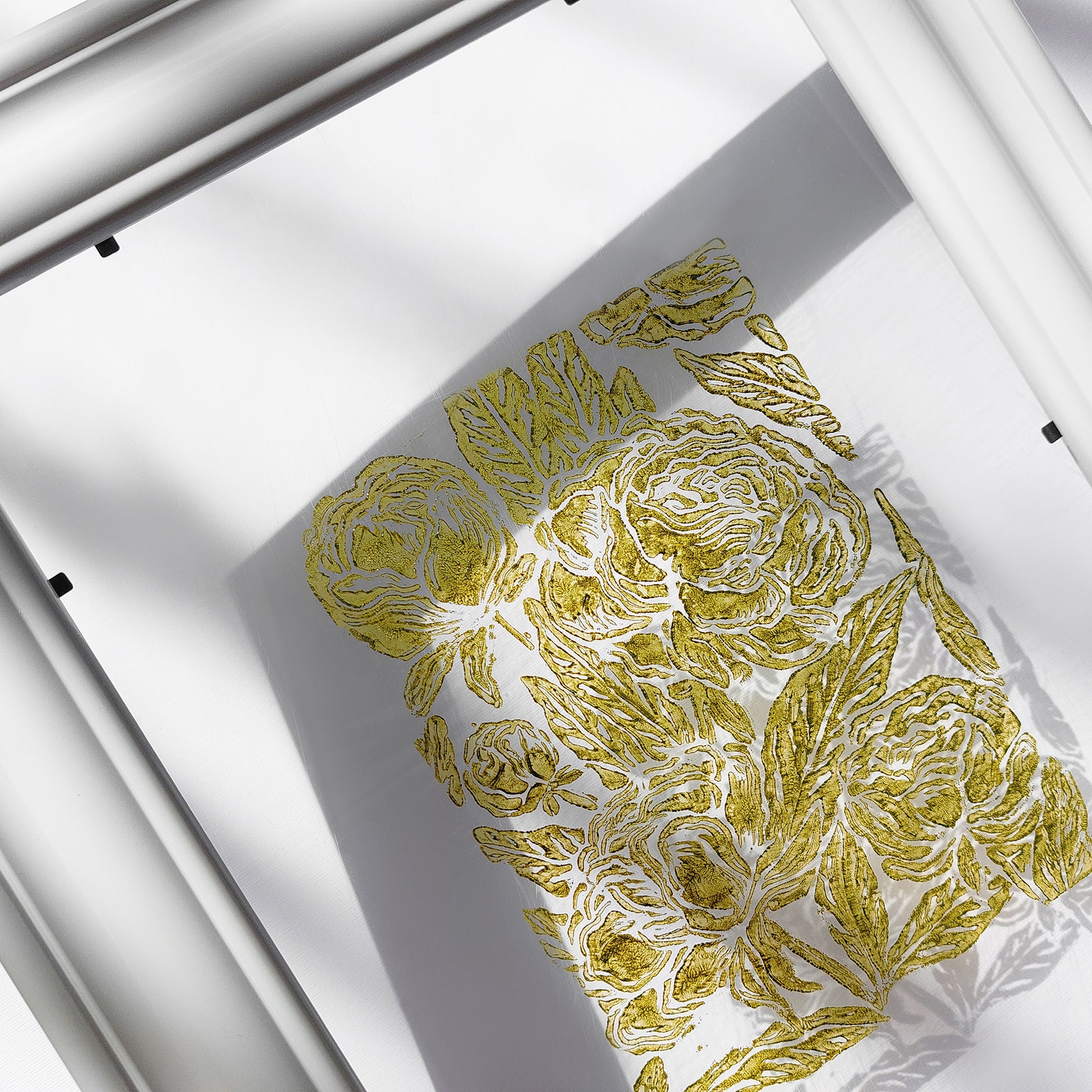 retro cottagecore peony flowers linocut print flexible plexiglass relief monoprint sage green color floral lino print original artwork window nook decor 
hostess gift, home gift unique, heirloom gift, above bed, bookshelf decor, Block print, Bedroom wall art, aunt gift, Aesthetic wall art, meditation corner, handmade gift for women, handmade gift for the home, above dining table wall art, bedroom focal point art, grandmother gift, pantry wall, grandma gift, going away gift for coworker, godparent gift