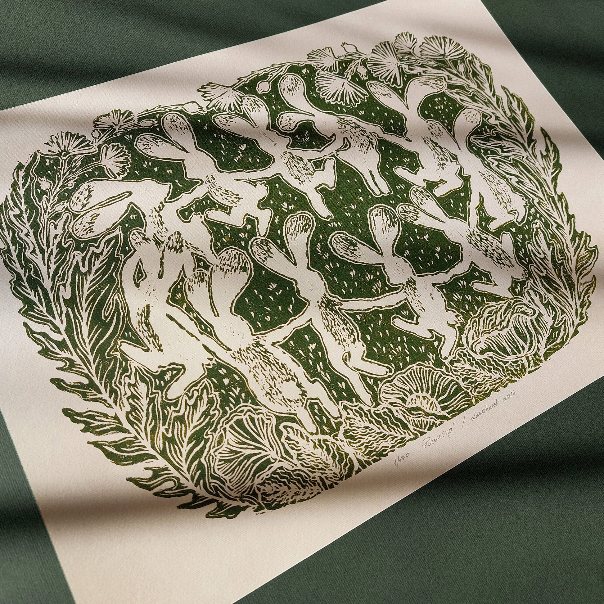 Beige retro whimsical sage green color dancing rabbits art large linocut print floral lino botanical wall kids reading nook linogravure relief printmaking original artwork
nature lover gift, reading nook decor, mothers day gift ideas, mothers day gift from daughter, mothers day gift, mother in law gift, mom birthday gift, Modern kitchen art, long distance gift, laundry room minimalist, Living room wall art, Linoleum print, Linogravure, mudroom, home theater decor, Linocut print, Lino print, dopamine, craft
