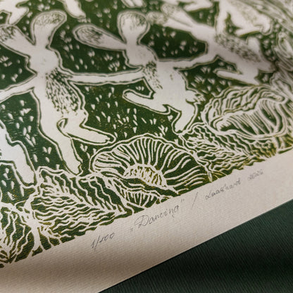 Beige retro whimsical sage green color dancing rabbits art large linocut print floral lino botanical wall kids reading nook linogravure relief printmaking original artwork
dopamine, craft room organization, laundry room decor, kitchen wall art, Entryway illustration print, Housewarming gift, guest bedroom, hostess gift, home gift unique, heirloom gift, handmade gift for women, handmade gift for the home, grandmother gift, grandma gift, going away gift for coworker, godparent gift, godmother gift, girlfriend