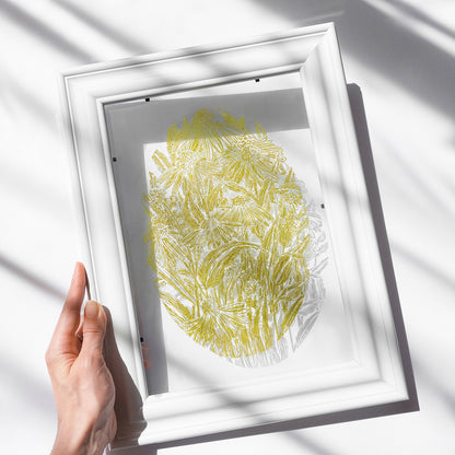 modern botanical echinacea purpurea nature flowers linocut print flexible plexiglass relief monoprint sage green color original artwork window nook decor hallway wall art rustic linogravure floral lino one of a kind cottagecore living room self wife gift ideas mother study room laundry room handprint hallway above bed reading nook grandmother present staircase home hostess farmhouse kitchen block bedroom sister printmaking farm sister mom mother new apartment godmother woman dining Entryway