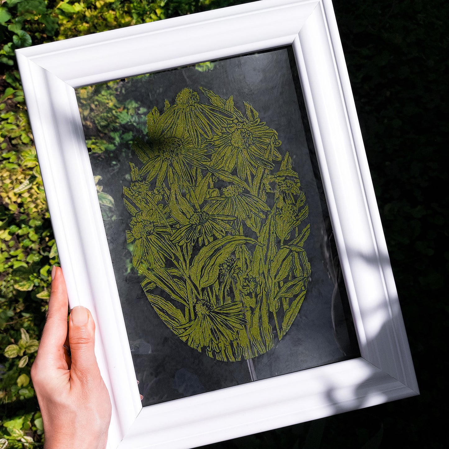 modern botanical echinacea purpurea nature flowers linocut print flexible plexiglass relief monoprint sage green color original artwork window nook decor 
wall hanging, hand carved, unique trendy, thank you gift boss, teacher appreciation gift, powder room, creative studio wall art, treat yourself, Summer wall art, large wall art, sister in law gift, self gift, rustic artwork, scandinavian artwork, retirement gift, realtor closing gift, primary bedroom, Relief handprint, one of a kind, half bath wall art