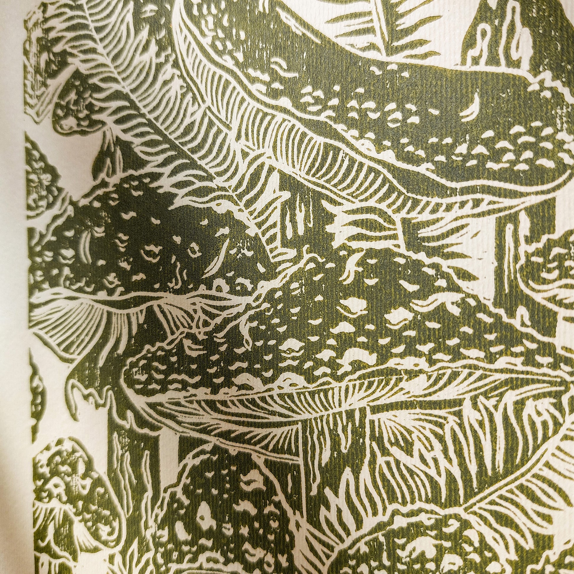 Beige retro cottagecore fly agaric mushroom linocut print sage green color toadstool mushroom relief monoprint original artwork master bedroom hallway decor hostess gift whimsical wall art rustic linogravure forestcore lino vintage living space guest farmhouse kitchen dining room one of a kind engraving above bed reading nook grandmother gift self handprint home office sister botanical hallway printmaking farm sister mom mother godmother wife woman Entryway Earth Tones housewarming staircase