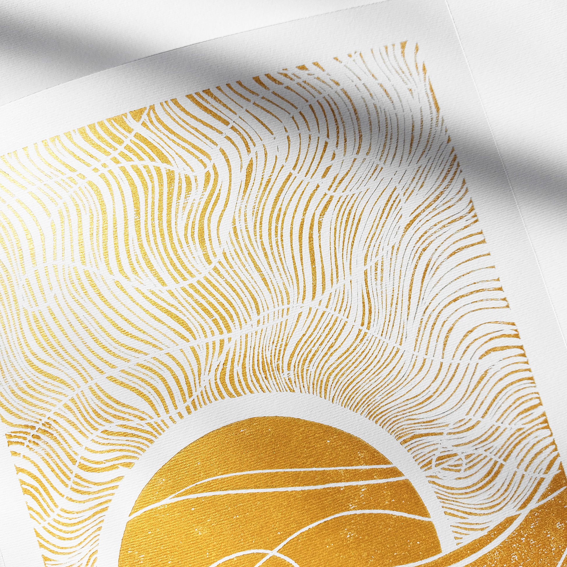 gold boho sun 8x10 inches sunset desert landscape linocut print original artwork living room wall art master bedroom reading nook decor new home newlywed gift rustic linogravure modern lino waves mid century modern mindful rising sun minimalist printmaking bohemian abstract lines contemporary relief handprint geometric unique dopamine eclectic scandinavian trendy aesthetic above bed man cave apartment housewarming dining room dorm entryway laundry office hostess mom mother fall thanksgiving