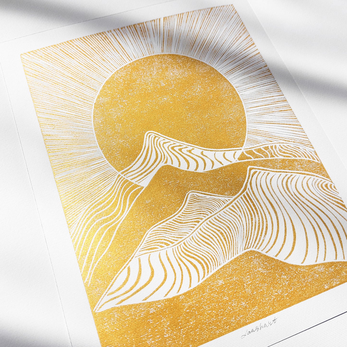 Gold Sun Mountains 8x10 Sunrise Landscape Linocut Print Original Artwork Living Bedroom Home Office Wall Art Decor Self Gift for Him Her
abstract, contemporary, midimalism, maritime living art, island luxe art, geometric boho bohemian, maximalist, mid century modern, japandi, wabi sabi
chic, preppy, girly, nautical, hampton, nautical, coastal