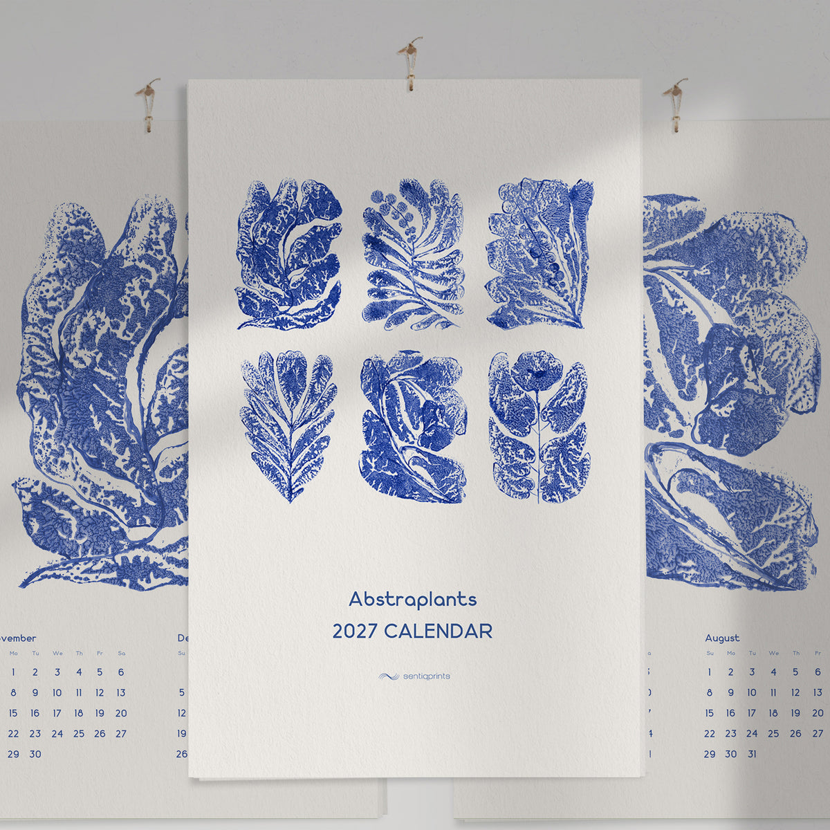 2027 wall printable calendar modern naive abstract flowers art luminous blue color monotype prints plant lover gift 11x17 in illustrated calendar home office decor xmas gift ideas INSTANT DOWNLOAD cobalt blue color living room workspace new year gift contemporary monthly nature lover bedroom self christmas digital product modern kitchen hostess vertical teacher coworker housewarming friend downloadable rustic hanging mother grandmother sister wife women farm girlfriend godmother for her