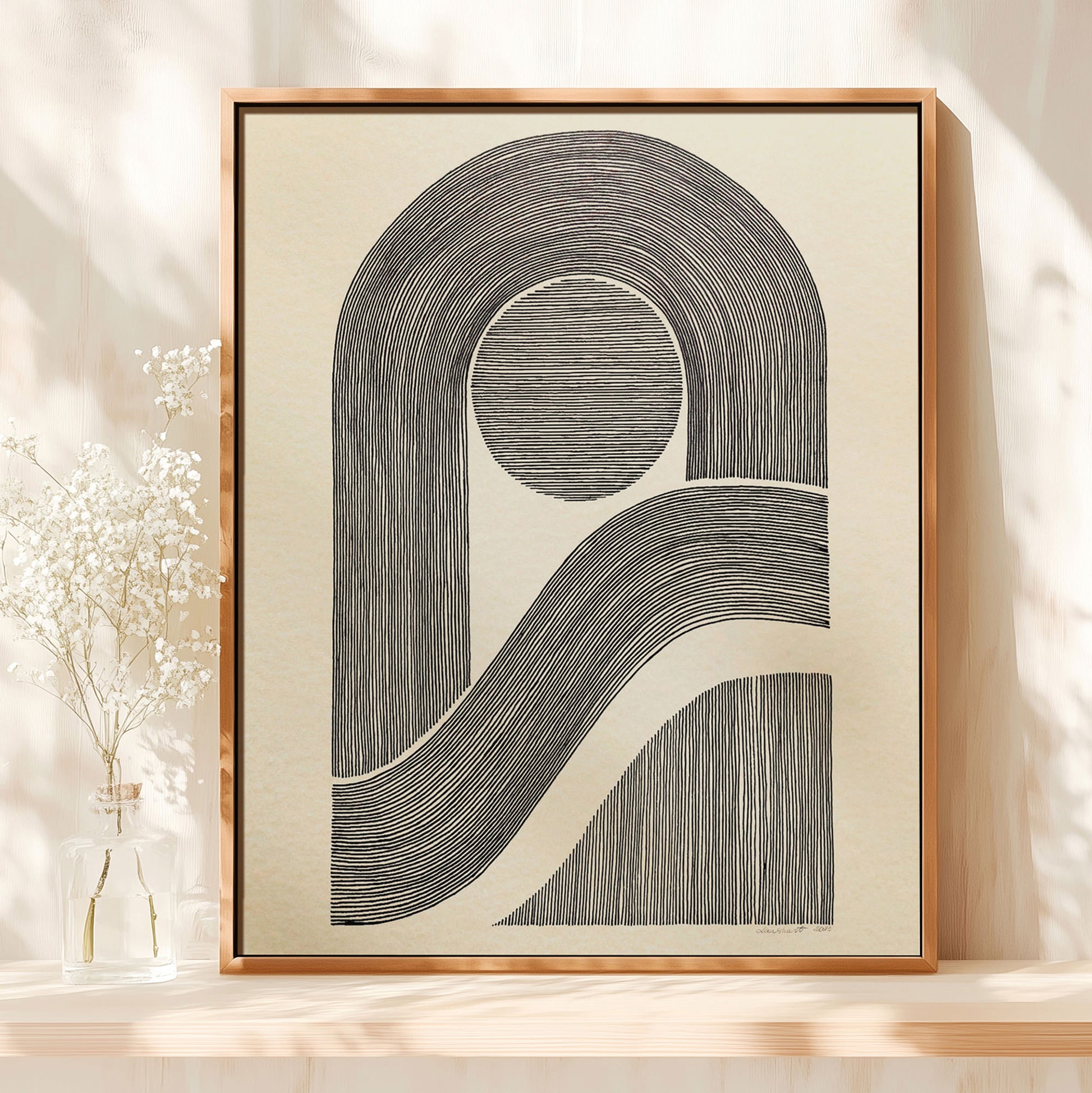 mid century modern beige black color original artwork line drawing abstract arch minimal contemporary primary bedroom home office decor gift for dad husband present man cave garage staircase wall art one of a kind 
staircase hallway foyer
mothers day gift, mother in law gift, mom birthday gift, Modern kitchen art, long distance gift, living room wall art minimalist, Living room wall art, dopamine, laundry room decor, kitchen wall art, Housewarming gift, hostess gift, home gift unique, heirloom gift