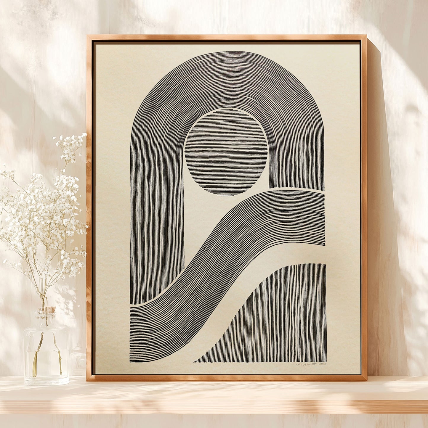 Black and white abstract lines art boho arch neo deco original artwork line drawing mid century modern office minimalist living room wall art man cave decor gift for him one of a kind nordic scandinavian marker hand drawn home office present geometric meditative unique architect father contemporary classical aesthetic moody bathroom kitchen dining dorm laundry above bed entryway decordried neutral housewarming shapes eclectic girlfriend hostess coworker mother sister girlfriend staircase laundry