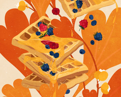Details Orange and yellow Botanical vintage waffles poster