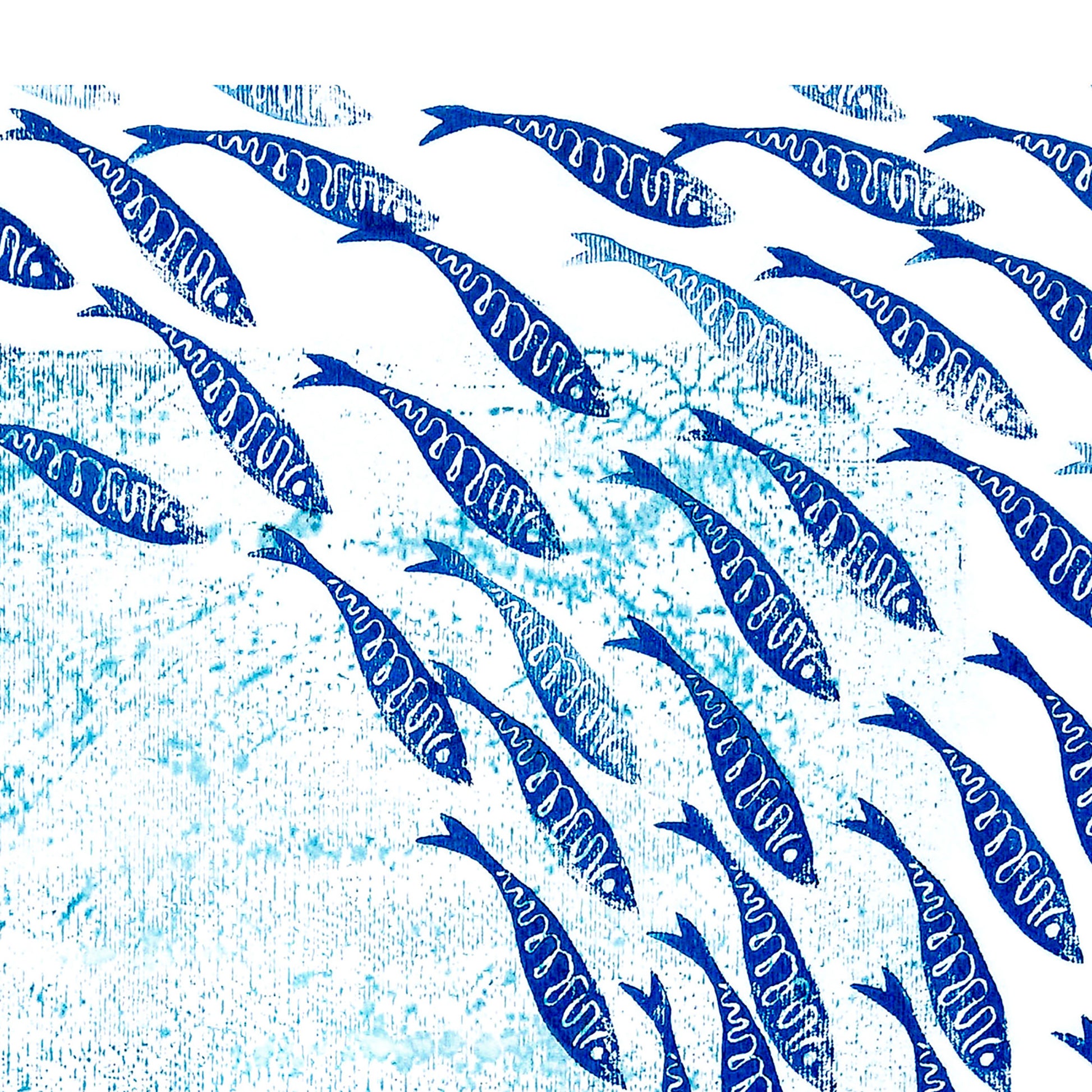 Blue Printable blue mini fish Linocut and monotype prints nautical hampton