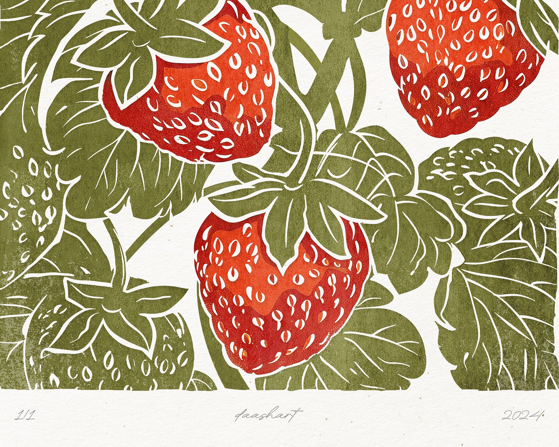 Printable linocut prints Sage green red strawberries wall art Relief texture Cottagecore berry decor Digital downloadable kitchen poster  fruit prints lino linogravure vintage Bedroom living room kitchen dining room  berry farm farmhouse	Foraged cottagecore rustic wall handmade texture instant download