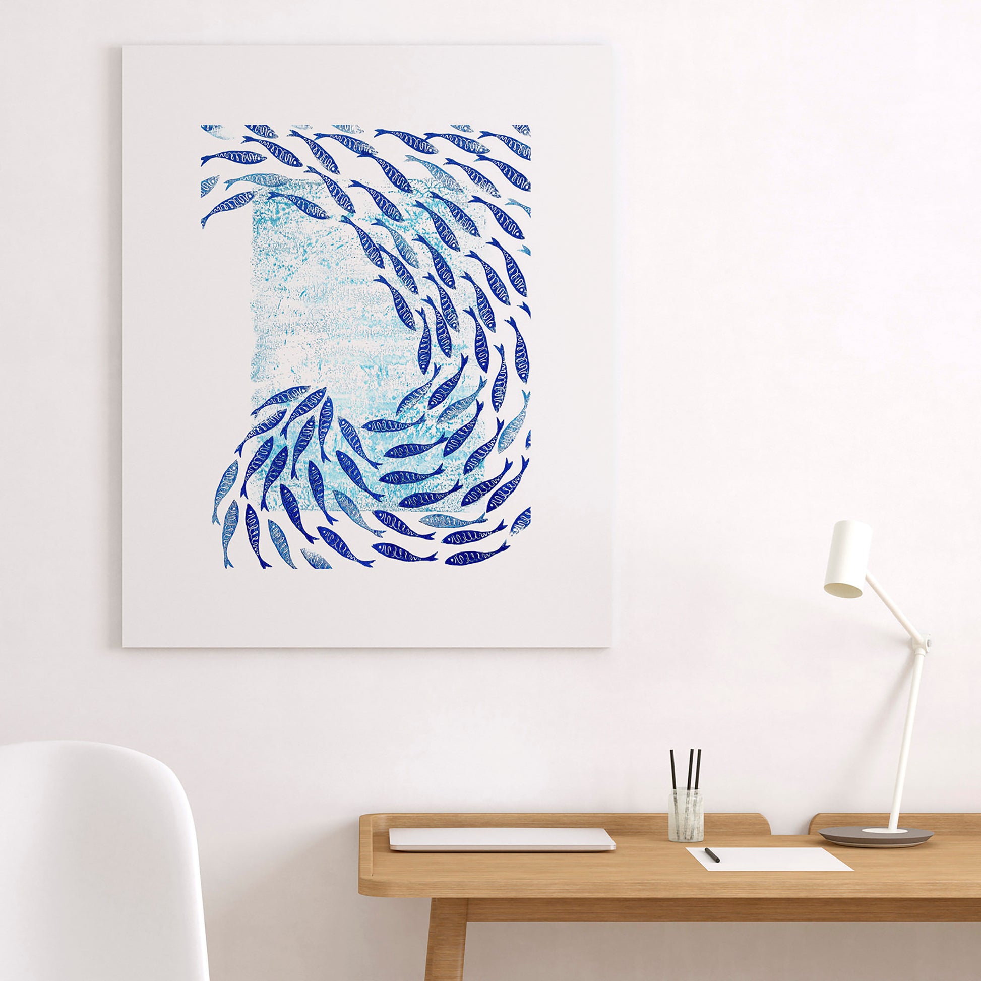 Blue Printable blue mini fish Linocut and monotype prints nautical hampton Maritime living home office decor employee appreciation gift, pass the gift game, realtor closing gift, fathers day gift, grandpa gift, new dad gift, sister birthday gift, boyfriend gift, couple gift, best friend gift, girlfriend gift, sister gift, big sister gift, daughter gift, best man gift, wife gift, brother gift