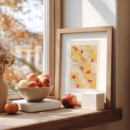 Funny Autumn Forest First Snow Red House Village Printable Linocut Prints Warm Earth Tones Large Kids Bedroom Wall Art Decor Digital Poster 
new apartment gift, nature wall art, nature lover gift, mothers day gift ideas, mothers day gift from daughter, mothers day gift, mother in law gift, mom birthday gift, Modern kitchen art, long distance gift, living room wall art, Living room wall art, wall hanging, laundry room decor, kitchen wall art, woodland illustration, Housewarming gift, Monochrome earth to