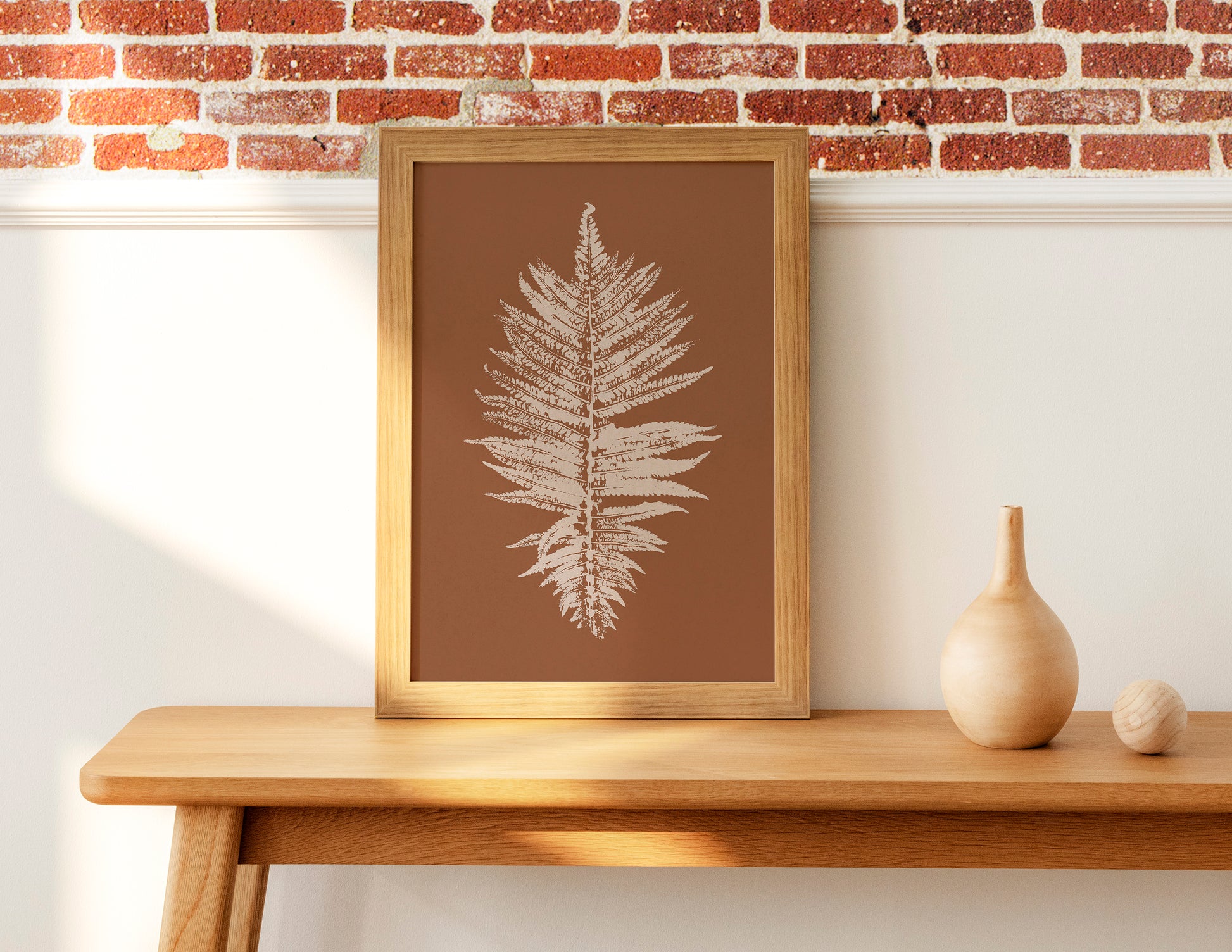 Terracotta and beige fern plant Printable wall art Botanical nature simple poster Farmhouse bedroom or kitchen decor INSTANT DOWNLOAD Large monotype digital poster prints farm farmhouse rustic cottagecore foraged wall art decor