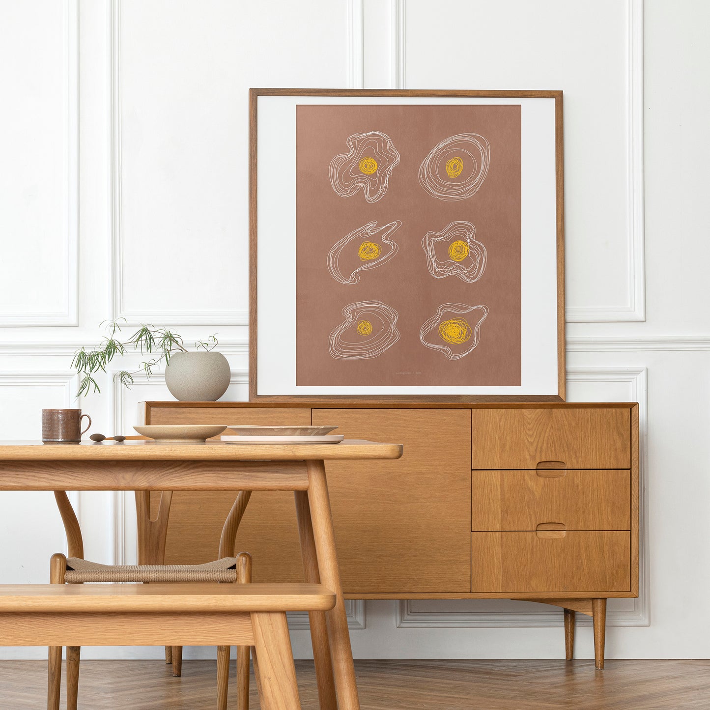 Trendy mocha mousse abstract lines eggs Printable wall art poster girlfriend gift, sister gift, big sister gift, daughter gift, best man gift, wife gift, brother gift dining room
