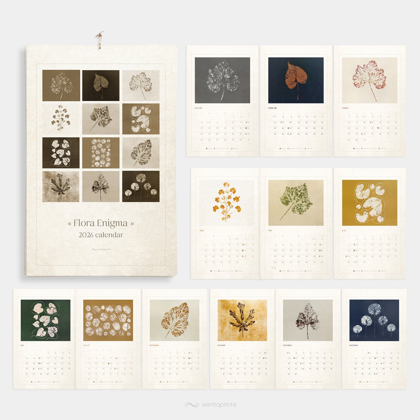 retro chateaucore 2026 wall printable monthly planner 2026 moon phases 11x17 minimalist wall art monotype prints rustic leaves plant nature lover gift INSTANT DOWNLOAD hostess lunar moon phases sepia ochre gold brown beige vintage paper textures cottagecore foraged farm farmhouse rustic botanical 
gift for best friend female, nurse gift, retirement gift, teacher retirement gift, going away gift for coworker, employee appreciation gift, thoughtful teacher gift, pass the gift game, realtor closing gift