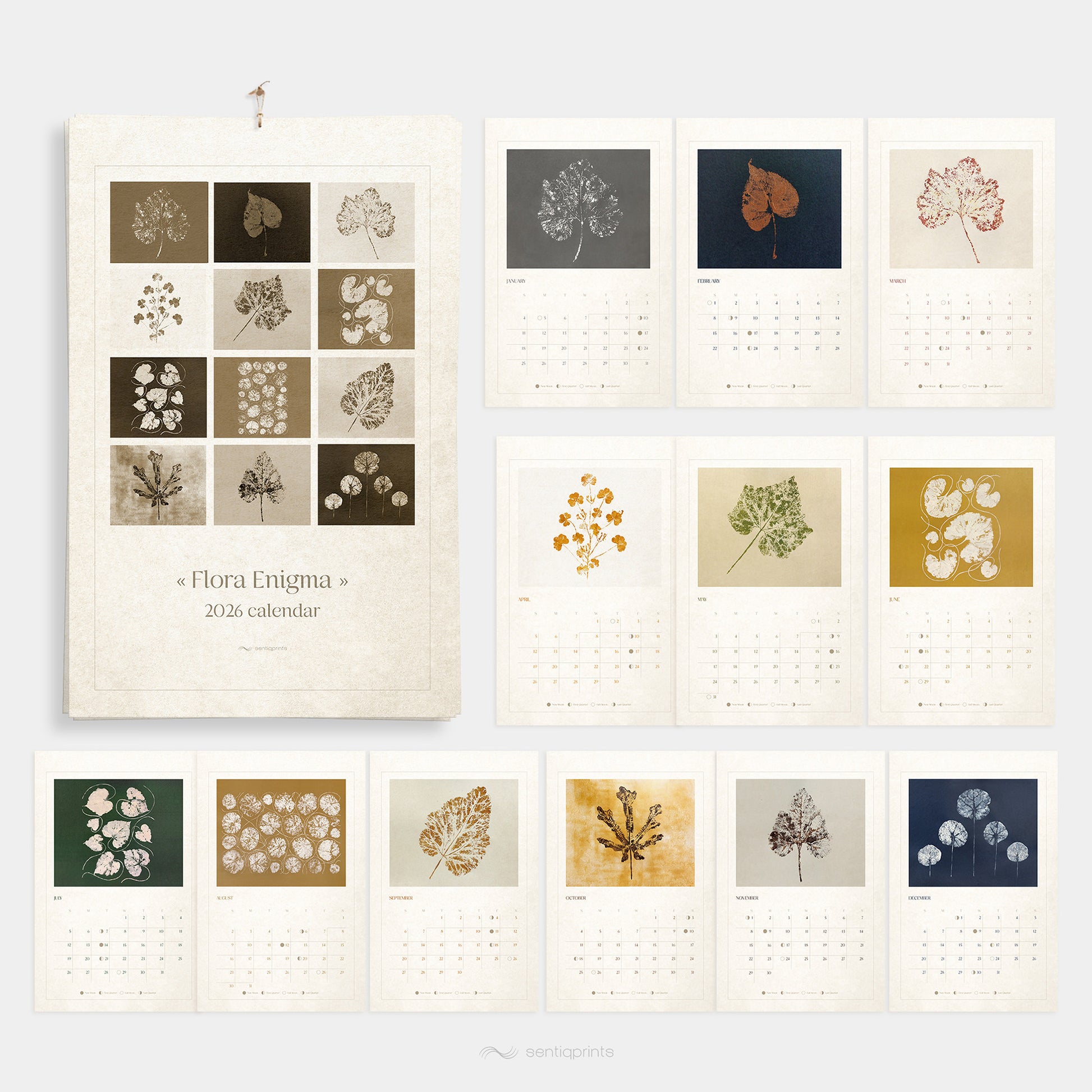 retro chateaucore 2026 wall printable monthly planner 2026 moon phases 11x17 minimalist wall art monotype prints rustic leaves plant nature lover gift INSTANT DOWNLOAD hostess lunar moon phases sepia ochre gold brown beige vintage paper textures cottagecore foraged farm farmhouse rustic botanical 
gift for best friend female, nurse gift, retirement gift, teacher retirement gift, going away gift for coworker, employee appreciation gift, thoughtful teacher gift, pass the gift game, realtor closing gift