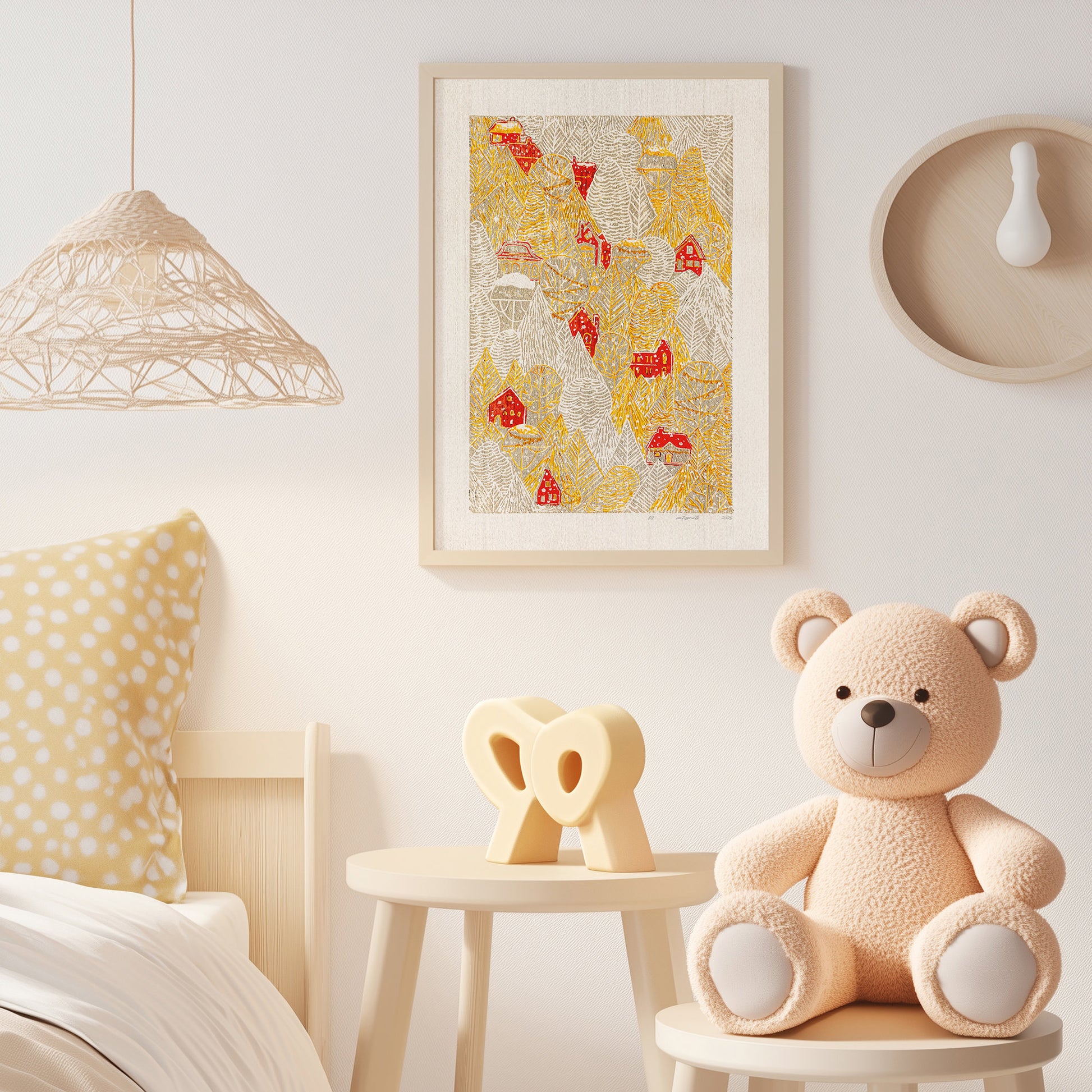 Funny Autumn Forest First Snow Red House Village Printable Linocut Prints Warm Earth Tones Large Kids Bedroom Wall Art Decor Digital Poster nursery kids room 
digital download, realtor closing gift, Woodland fairytale, plant lover gift, neutral earth tones, illustration, office wall decor, bedroom, nurse gift, niece gift from aunt, digital product, new mom gift, new job gift, digital poster, New home gift, new grandma gift, new apartment housewarming gift, new apartment gift, nature wall art, nature