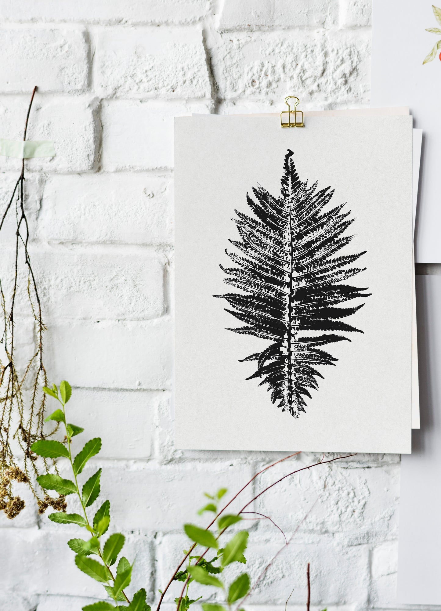 Black vintage farm fern plant Monotype prints Printable wall art Botanical minimalist poster Farmhouse foraged wall decor INSTANT DOWNLOAD Bedroom Living room Kitchen Office home workspace Housewarming New home first gift Foraged cottagecore large rustic