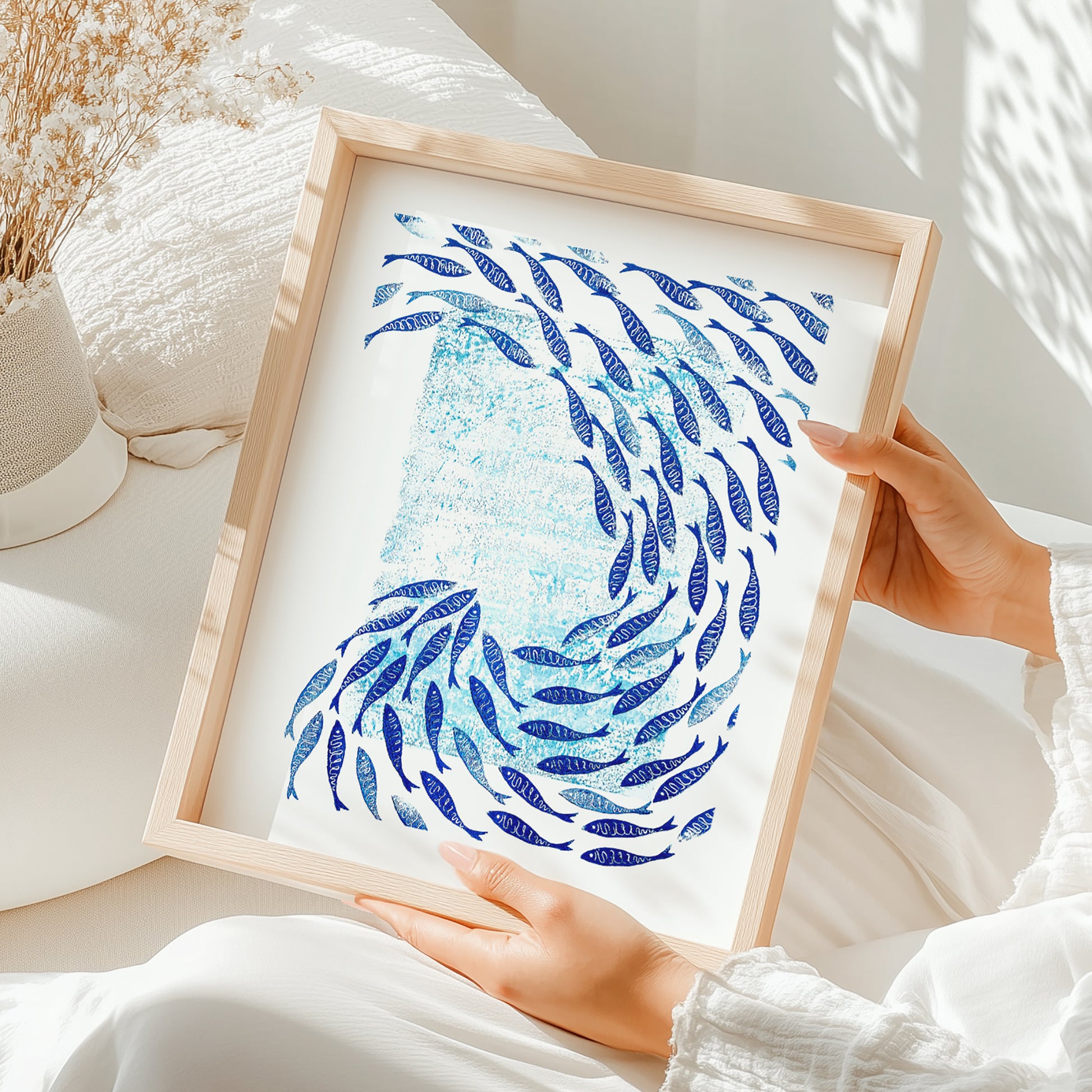 Printable blue mini fish Linocut and monotype prints nautical hampton dorm room decor, laundry room decor, mens room decor, home office decor,
new home gift, home gift unique, self gift, house warming gift, housewarming gift, thank you gift, heirloom gift, long distance gift, gift for husband, thinking of you gift, new job gift, girlfriend gift, gift for boyfriend, gift for her friend, anniversary gift, teacher appreciation gift, easter gift, grandma gift, new mom gift, grandmother gift, gift for aunt, host