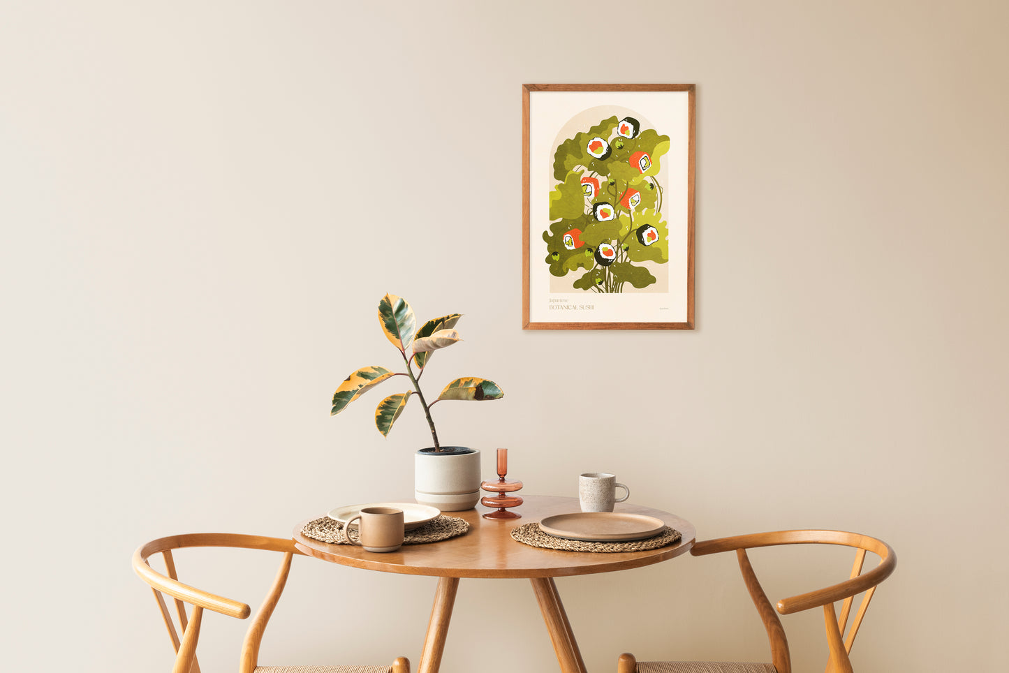 Japanese Botanical vintage sushi poster for modern kitchen and dining room decor Printable wall art INSTANT DOWNLOAD