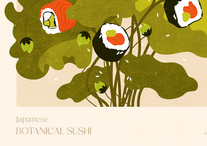 Japanese botanical sushi poster