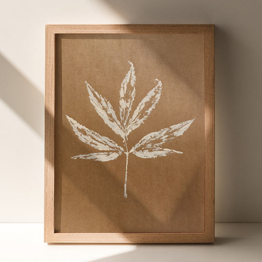 Scandinavian Plant Monotype Print Mocha Mousse Leaf Original Artwork Printmaking Modern Wall Art Bedroom Home Office Decor Hostess Nana Gift monoprint wall hanging, unique wall art, trendy, thank you gift, boss, teacher appreciation gift, Summer, Christmas, Spring wall art, sister in law gift,&nbsp; self gift, rustic wall art, retirement, One of a Kind Holiday Gift,&nbsp;Relief print, realtor closing gift