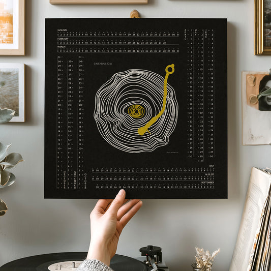 Black yellow 2026 wall printable yearly calendar square prints abstract line vinyl record home office decor digital poster man cave music lovers christmas gift INSTANT DOWNLOAD new year ideas large geometric husband present living room contemporary mid century modern bedroom illustrated gift for her workspace coworker apartment kitchen dining room instant xmas housewarming homeowner friend downloadable vintage aesthetic hanging mother grandmother sister self wife women hostess girlfriend host retro 
