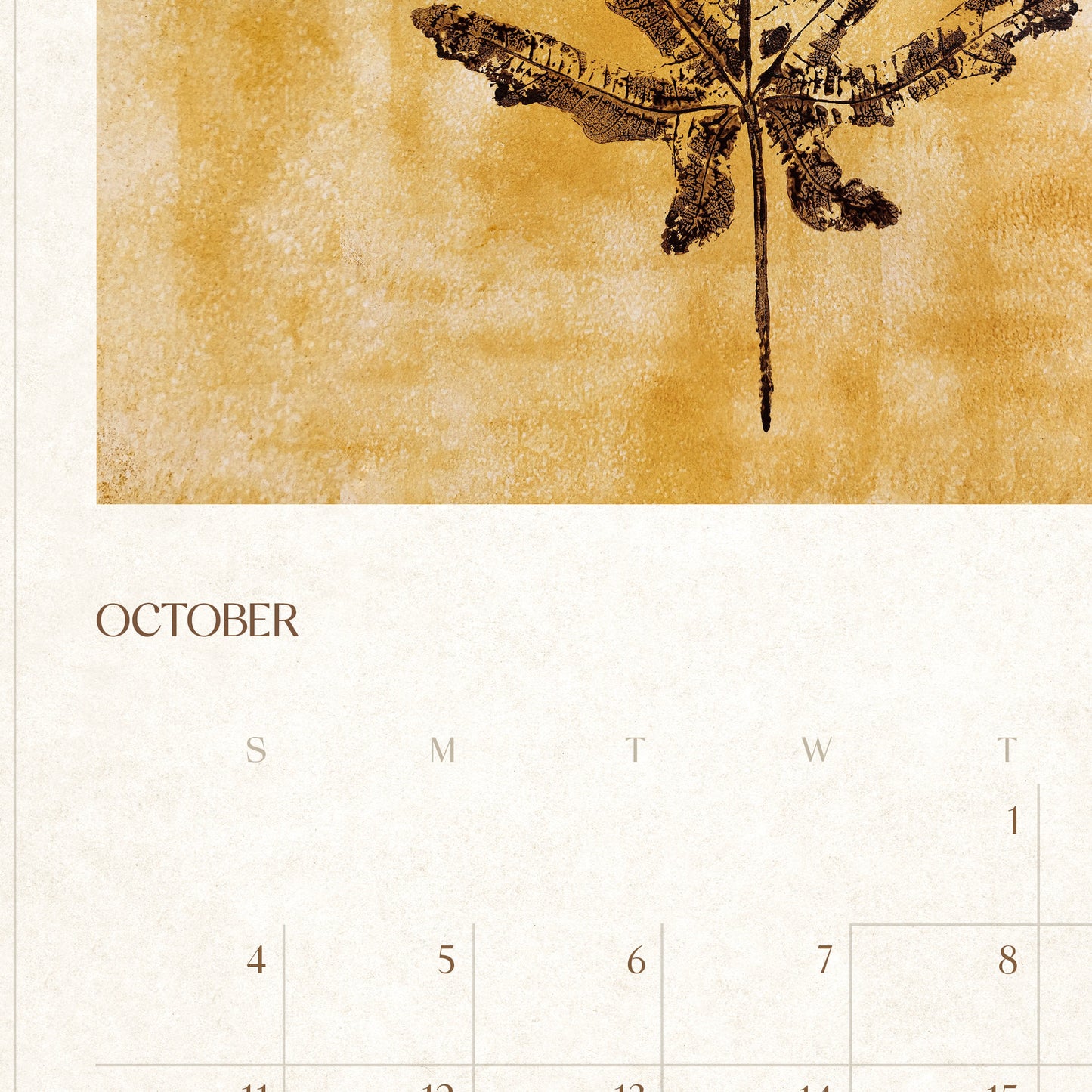 retro chateaucore 2026 wall printable monthly planner 2026 moon phases 11x17 minimalist wall art monotype prints rustic leaves plant nature lover gift INSTANT DOWNLOAD hostess lunar moon phases sepia ochre gold brown beige vintage paper textures 