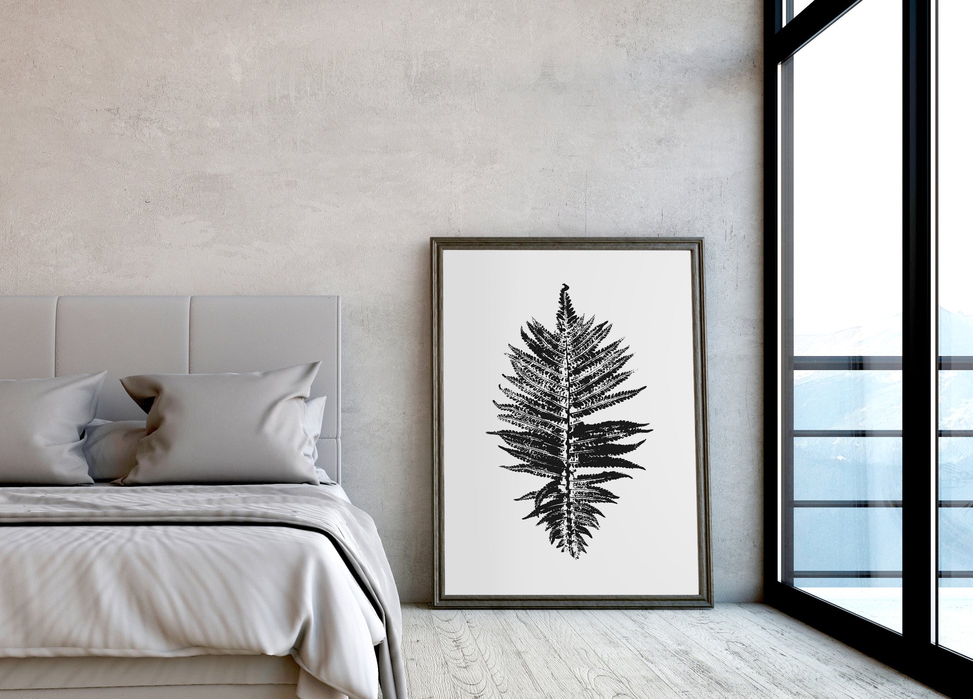 Black vintage farm fern plant Monotype prints Printable wall art Botanical minimalist poster Farmhouse foraged wall decor INSTANT DOWNLOAD Bedroom Living room Kitchen Office home workspace Housewarming New home first gift Foraged cottagecore large rustic