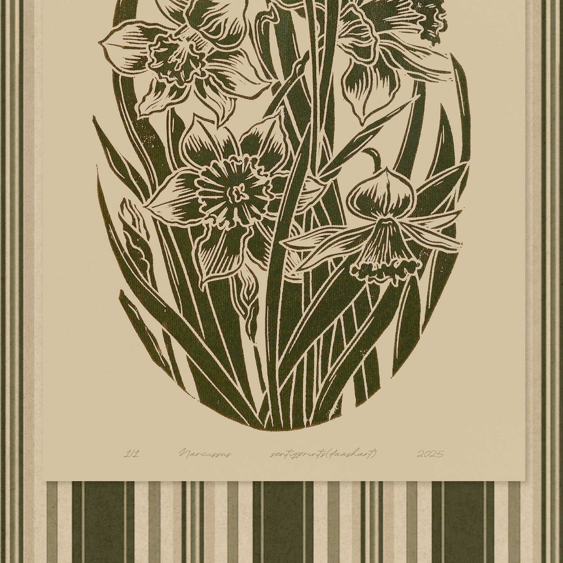 Retro Cottagecore Sage Green Daffodil Flowers Linocut Prints Floral Striped Printable Wall Grand Millennial Art Bedroom Decor Digital Poster
 biologist’s gift, therapist office art, New home gift, new grandma gift, new apartment housewarming gift, new apartment gift, nature wall art, nature lover gift, mothers day gift ideas, mothers day gift from daughter, mothers day gift, mother in law gift, mom birthday gift, Modern kitchen art, long distance gift, living room wall art, Living room wall art