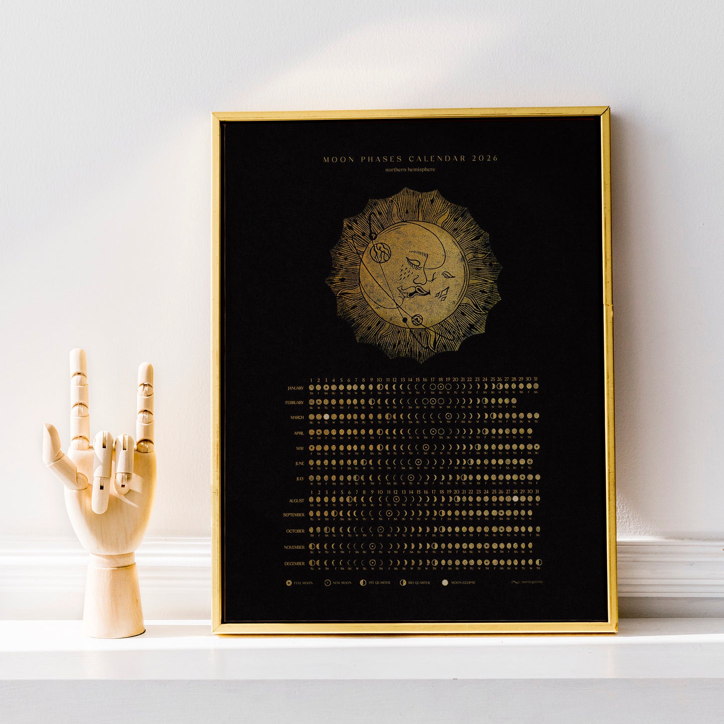 Black and gold 2026 moon phases chart kiss moon sun printable wall art linocut prints desktop iPad wallpaper bedroom wall decor large poster INSTANT DOWNLOAD digital download home office 2026 lunar calendar boho classical 
new home gift, home gift unique, self gift, house warming gift, housewarming gift, thank you gift, Thoughtful Autumn Gift, heirloom gift, long distance gift, gift for husband, thinking of you gift, new job gift, girlfriend gift, gift for boyfriend, gift for her friend, anniversary gift