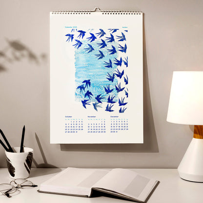 2026 wall printable illustrated calendar blue ocean waves fish sky clouds bird linocut monotype prints bedroom decor INSTANT DOWNLOAD coastal wall hampton digital download new year gift ideas 
bedroom wall decor, modern kitchen art, dining room decor, Thank You Gift, bathroom prints, living room wall art, dorm room decor, laundry room decor, mens room decor, home office decor, man cave room, new home gift, home gift unique, self gift, house warming gift, housewarming gift, thank you gift, Thoughtful 