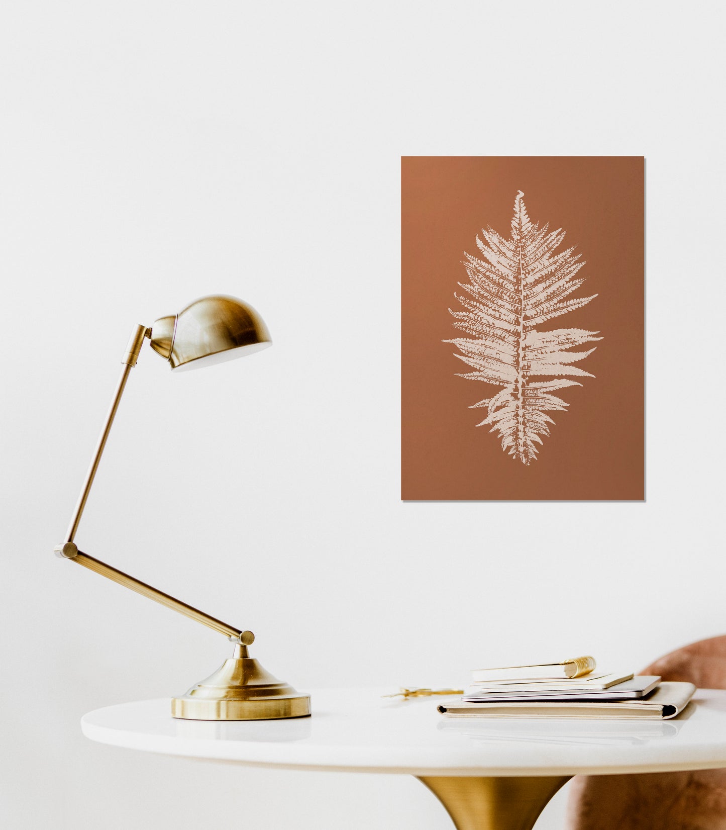 Terracotta and beige fern plant Printable wall art Botanical nature simple poster Farmhouse bedroom or kitchen decor INSTANT DOWNLOAD Large monotype digital poster prints farm farmhouse rustic cottagecore foraged wall art decor