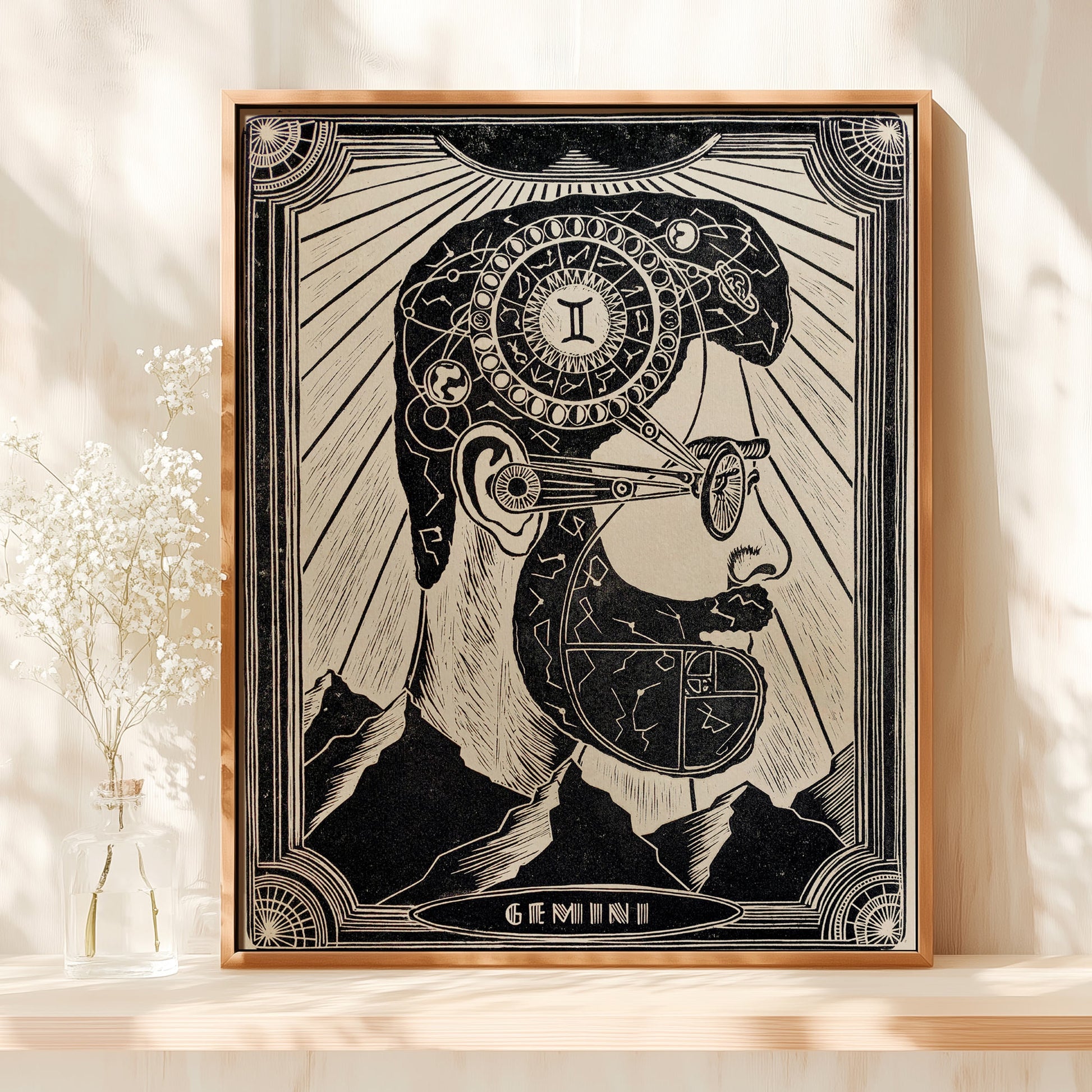 mid century modern personalized zodiac sign linocut print male portrait original artwork large art bedroom wall decor unique ideas gift for him self gift
lino print linogravure Aries Taurus Gemini Cancer Leo Virgo Libra Scorpio Sagittarius Capricorn Aquarius  Pisces block relief one of a kind printmaking handprint vintage eclectic aesthetic moody men bedroom playroom man cave apartment home office decor new home gift self  birthday gift for friend heirloom father day husband man