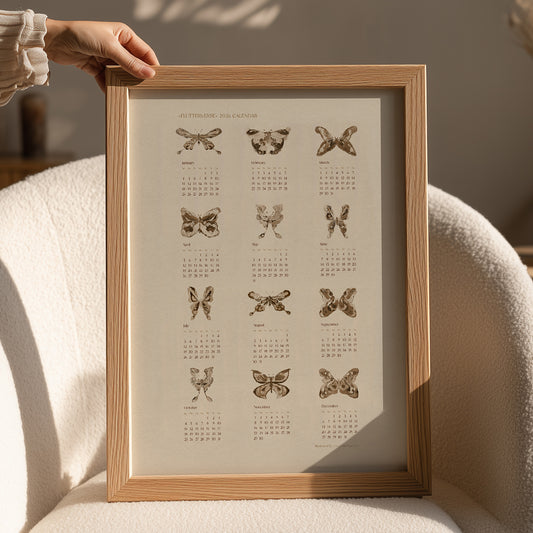 vintage poster INSTANT DOWNLOAD abstract butterflies monotype prints 2026 yearly calendar large retro printable wall art modern contemporary living room home office decor digital insect moth new apartment gift dining room new year ideas warm earth tones present hostess monoprint downloadable scandinavian minimalist illustration shabby chic moody aesthetic dorm laundry mindfulness new home gift self housewarming heirloom mom mother wife gift for her sister girlfriend coworker 