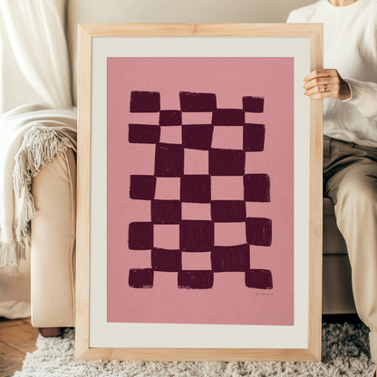 Burgundy Pink Checkered Printable Wall Art Trendy Large Prints Living Contemporary Decor Mid Century Modern Preppy Room Decor Digital Poster girly wine femine 
realtor closing gift, fathers day gift, grandpa gift, new dad gift, sister birthday gift, boyfriend gift, couple gift, best friend gift, girlfriend gift, sister gift, big sister gift, daughter gift, best man gift, wife gift, brother gift