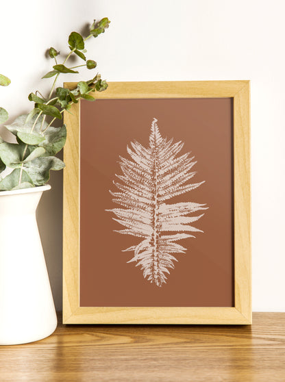 Terracotta and beige fern plant Printable wall art Botanical nature simple poster Farmhouse bedroom or kitchen decor INSTANT DOWNLOAD Large monotype digital poster prints farm farmhouse rustic cottagecore foraged wall art decor