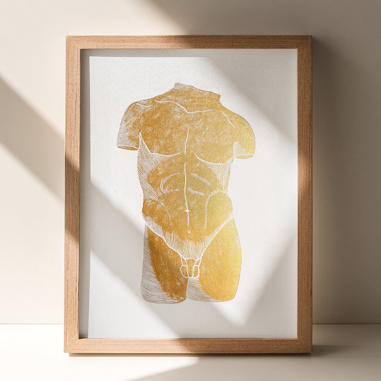 gold nude bust man cave decor large linocut print antique sculpture original artwork midimalism bathroom aesthetic classic self gift husband present gift for him vanity area decor modern linogravure lino monoprint body block relief primary bedroom minimalism best friend handmade home housewarming home office entryway laundry above bed dorm living contemporary bedside headboard powder half bath creative studio workspace staircase glamoratti engraving etching country cottage european countryside