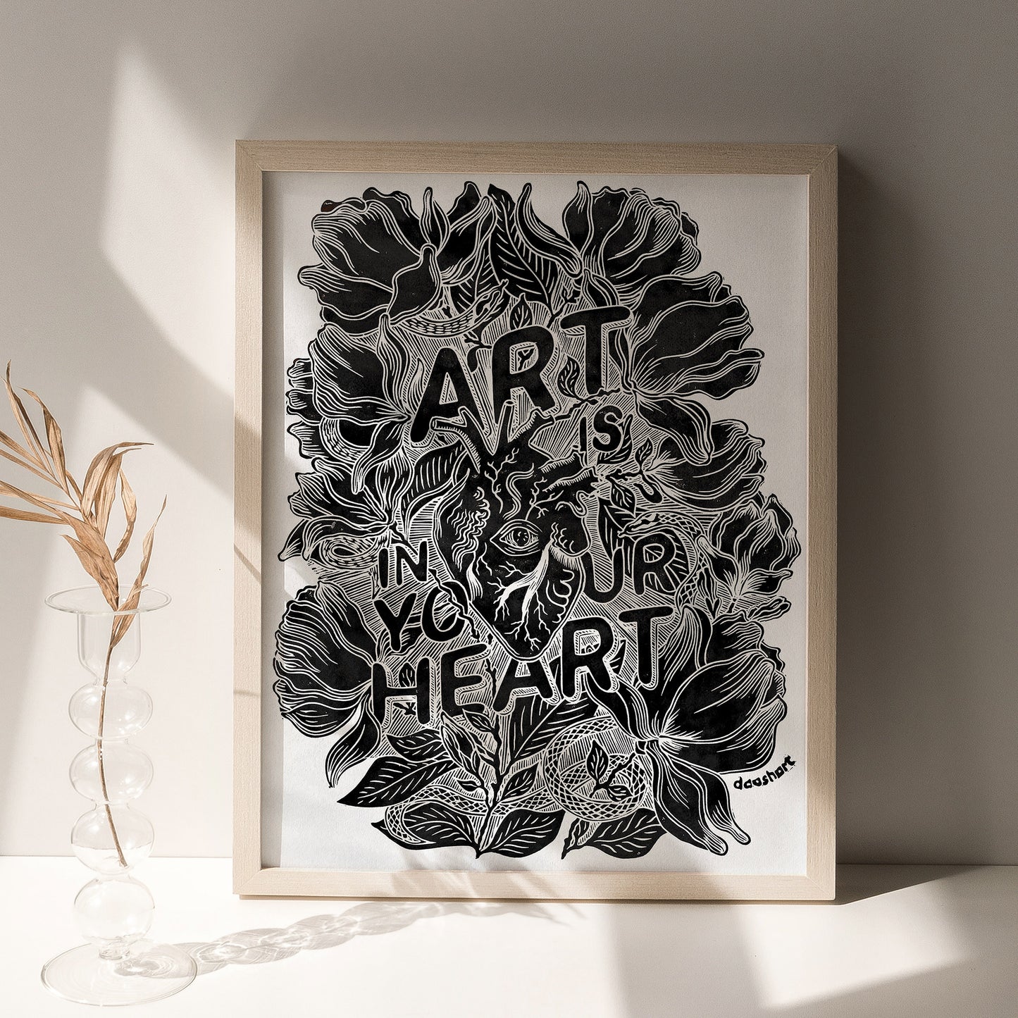 Black white art is in your heart inspirational phrase emotional quote large linocut print botanical lino magnolia flowers home office decor man cave decor sister unique gift relief linogravure monoprint tattoo
 new grandma gift, new apartment housewarming gift, new apartment gift, staircase wall art, eclectic, minimalist Nature original art,&nbsp;mindfulness nature lover gift, reading nook decor, mothers day gift ideas, mothers day gift from daughter, mothers day gift, mother in law gift, mom birthday gift