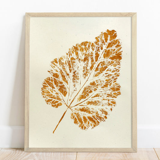 Ochre vintage textured leaf plant Monotype print Wall hanging art decor wall hanging, unique wall art, trendy wall art, thank you gift boss, teacher appreciation gift, Summer wall art, Spring wall art, sister in law gift, shelf decor, self gift, rustic wall art, retirement gift, realtor closing gift, Plant print, plant lover gift, original artwork, one of a kind, nurse gift, niece gift from aunt, new mom gift, new job gift, New home gift, new grandma gift,new apartment housewarming gift, new apartment gift