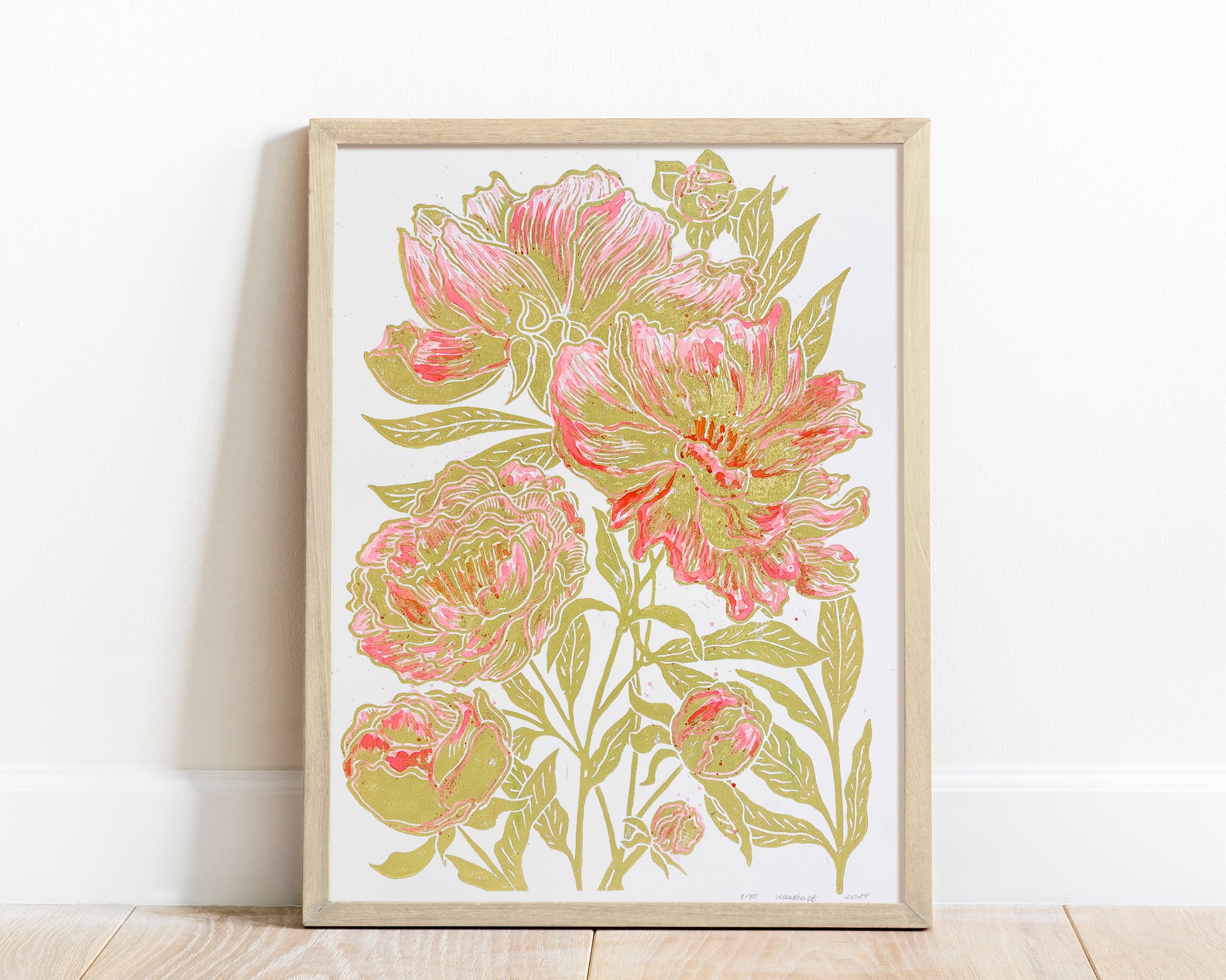 Watercolor Pink
Peonies Flowers
Green Plant Farm
Linocut Print
Summer Wall Art
Original Artwork
Botanical Kitchen
Bedroom Decor
Nature Lover Gift
Lino print
Linogravure
Printmaking Art
Farmhouse Gift