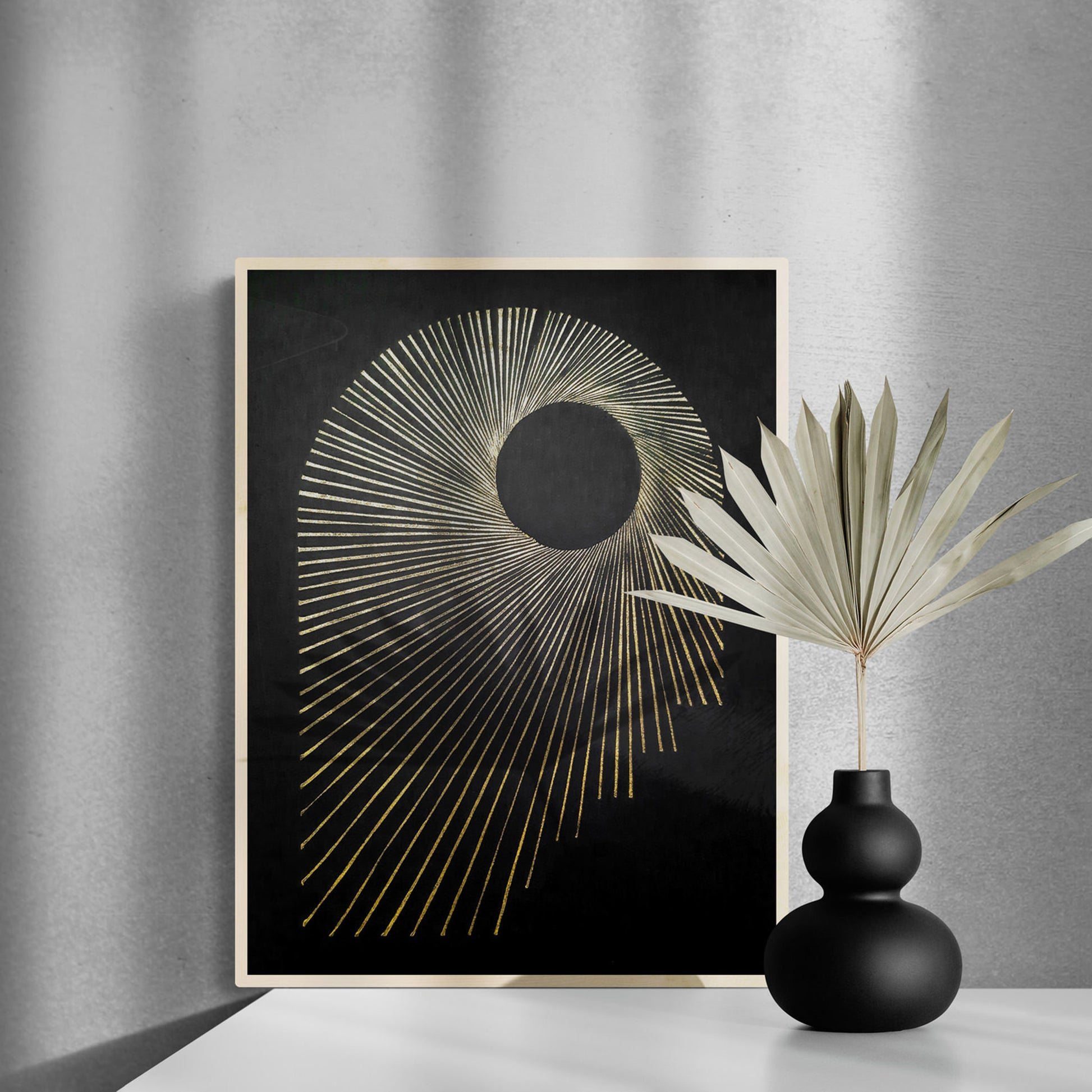 Abstract black and gold sun lines arch Linocut print Wall hanging decor Housewarming gift, hostess gift, home gift unique, heirloom gift, handmade gift for women, handmade gift for the home, grandmother gift, grandma gift, going away gift for coworker, godparent gift, godmother gift, girlfriend gift, gift for the home, gift for best friend female