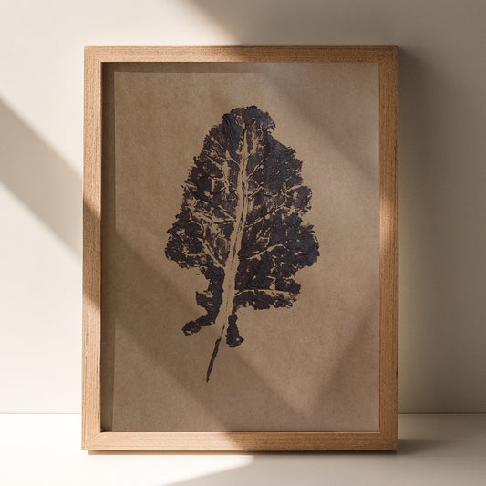 cottagecore wall art leaf monotype print plant lover gift craft paper botanical decor original artwork relief farmhouse bedroom one of a kind hostess fall gift for her entryway home office thanksgiving table living room monoprint printmaking nature lover gift housewarming rustic minimalist relief textured bedroom farm grandmother gift wife daughter big sister sister girlfriend new home foraged farm chateaucore modern kitchen laundry entryway decordried contemporary earth tones shelf decoration