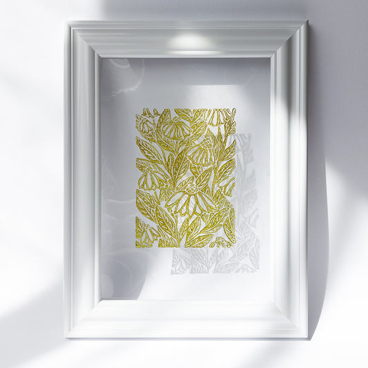 retro cottagecore echinacea purpurea flowers lino linocut print flexible plexiglass relief monoprint sage green color floral handprint original artwork window nook decor hallway wall art coworker gift rustic linogravure coneflower above bed reading nook grandmother gift self nature present staircase home office hostess farmhouse kitchen block bedroom sister botanical hallway printmaking farm sister mom mother new apartment godmother wife woman dining Entryway housewarming living room powder
