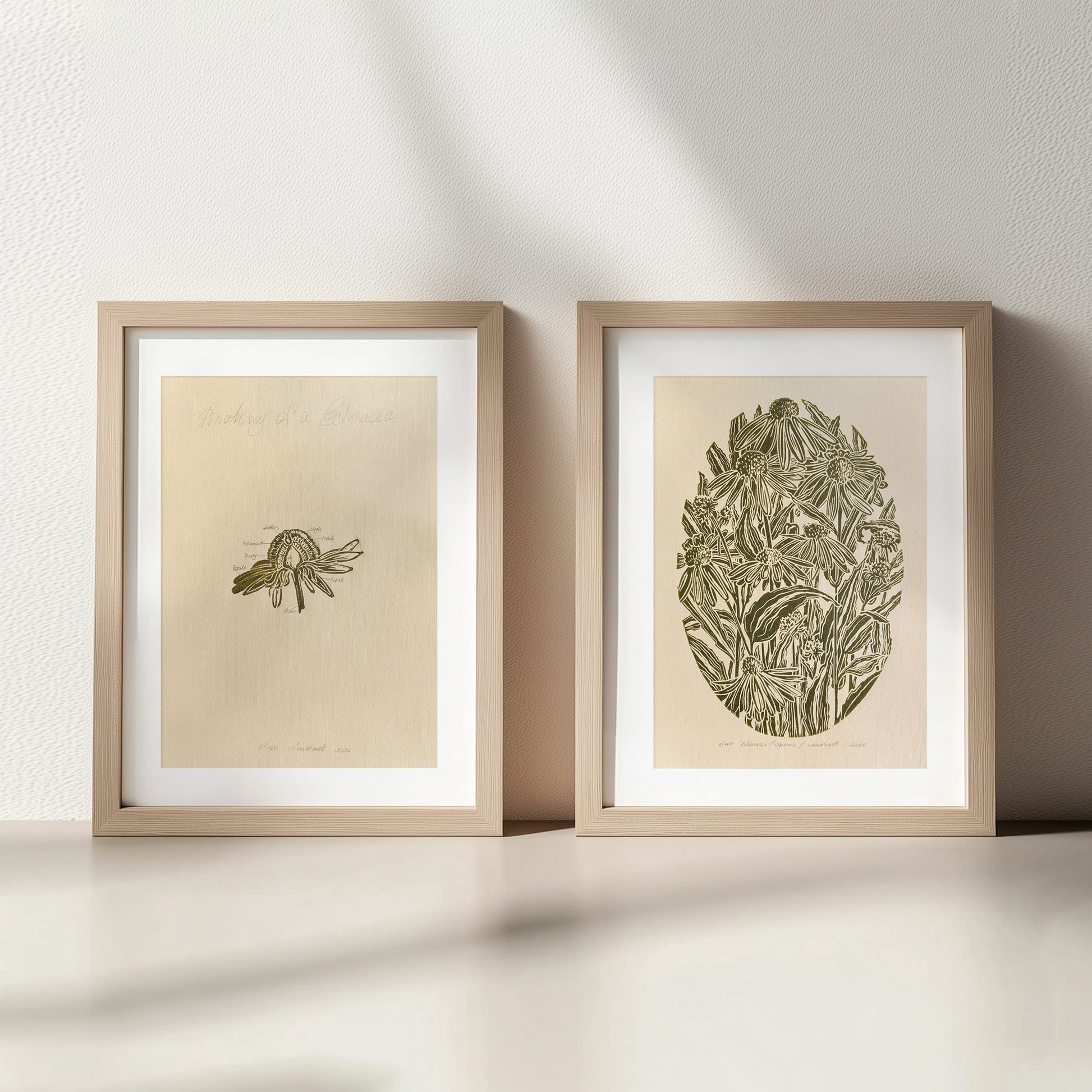 gallery wall set of 2 piece vintage anatomy echinacea purpurea flowers retro linocut print original artwork poison botanical master bedroom window nook decor sister gift floral lino rustic linogravure Sage green monochrome herb botanical 
wall hanging reading nook wall art, Vintage art unique wall art trendy thank you gift boss teacher appreciation gift english cottage, country cottage wall decor european countryside wall art, soft organic modern, poetic, etching style, headboard wall art, french 