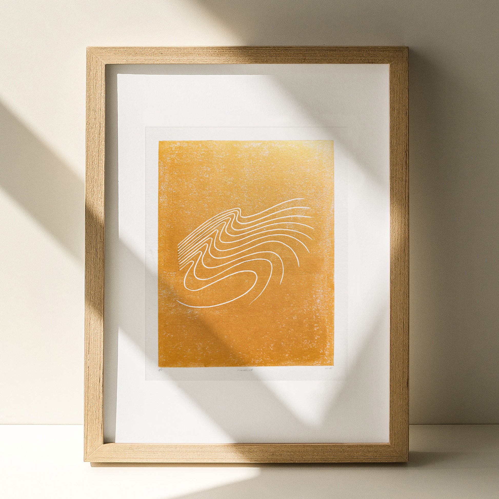 Wabi Sabi Gold Abstract Line Mountains water waves shadow light Lover Gift 8x10 Landscape Linocut Print Minimalist European Countryside Artwork Wall Art Decor hand carved, wall hanging, unique Vintage art, unique wall art, trendy wall art, thank you gift boss, teacher appreciation gift, Summer wall art, large wall art, sister in law gift, shelf decor, self gift, rustic artwork, Retro scandinavian artwork, handprint, retirement gift, Relief print, realtor closing gift, Printmaking art, original illustration 