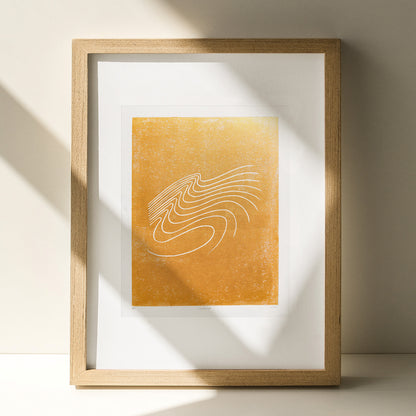 Wabi Sabi Gold Abstract Line Mountains water waves shadow light Lover Gift 8x10 Landscape Linocut Print Minimalist European Countryside Artwork Wall Art Decor hand carved, wall hanging, unique Vintage art, unique wall art, trendy wall art, thank you gift boss, teacher appreciation gift, Summer wall art, large wall art, sister in law gift, shelf decor, self gift, rustic artwork, Retro scandinavian artwork, handprint, retirement gift, Relief print, realtor closing gift, Printmaking art, original illustration 