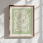 Lime cream abstract lines flower Neutral green printable hand drawn wall art for home office meditation decor